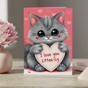 Carte Chat Saint Valentin Je t'aime Cœur Mignon Rose