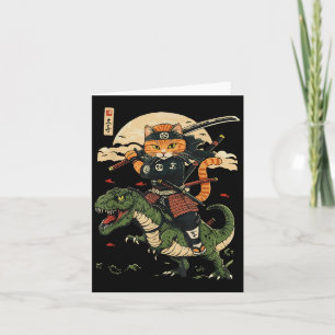 Carte Chat Samouraï Vintage Dinosaur Art Graphique Japon