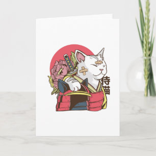 Carte Chat Samurai - Chat Vaporwave