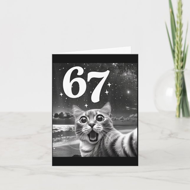 Carte Chat selfie avec 67 mème chats drôles graphique po (Devant)