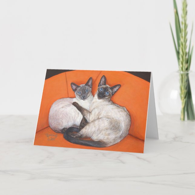 Carte Chat Siamese Couple Cosy (Devant)