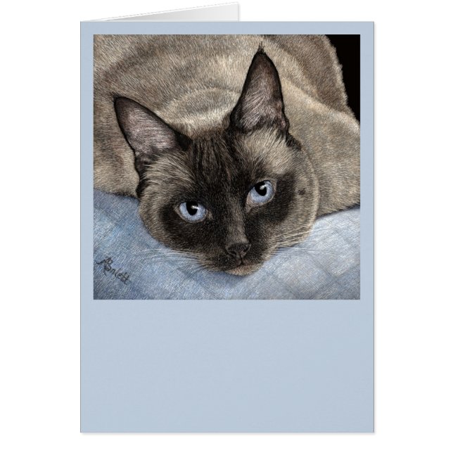 Carte Chat Siamese - "Mocha" (Devant)