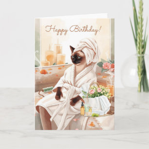 Carte Chat siamois à la fête d'anniversaire au Spa
