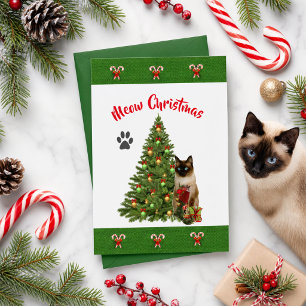 Carte Chat siamois Amoureux de félins Noël Vacances