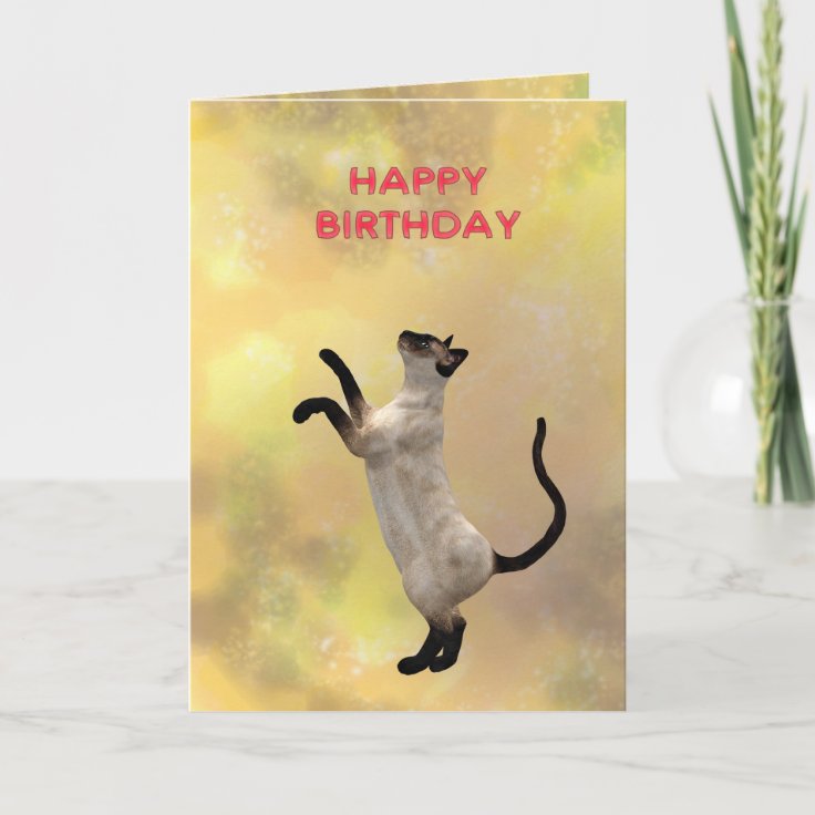 Carte Chat Siamois Et Joyeux Anniversaire Zazzle Fr