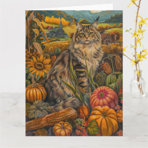 Carte Chat sibérien, récolte d'automne, action de grâce