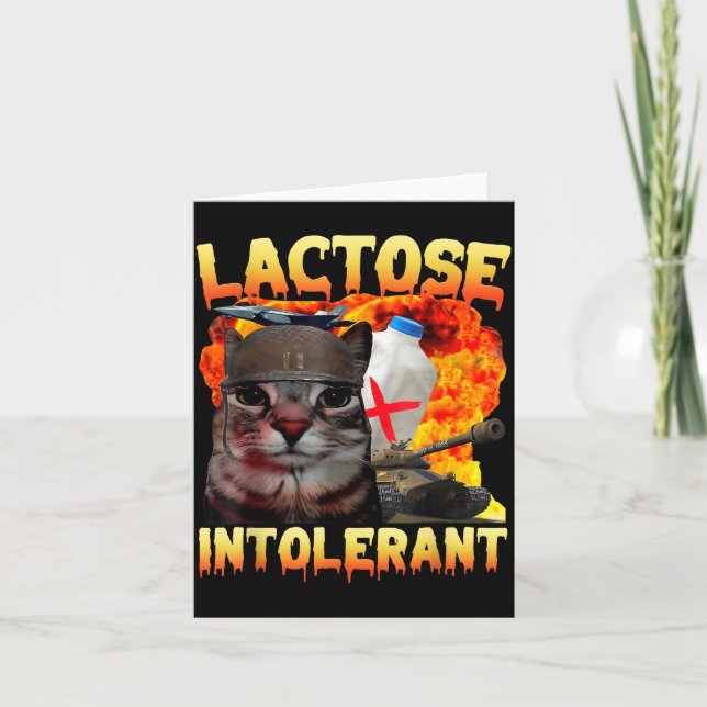 Carte Chat Silly Intolérant au Lactose Citation Drôle Ch (Devant)