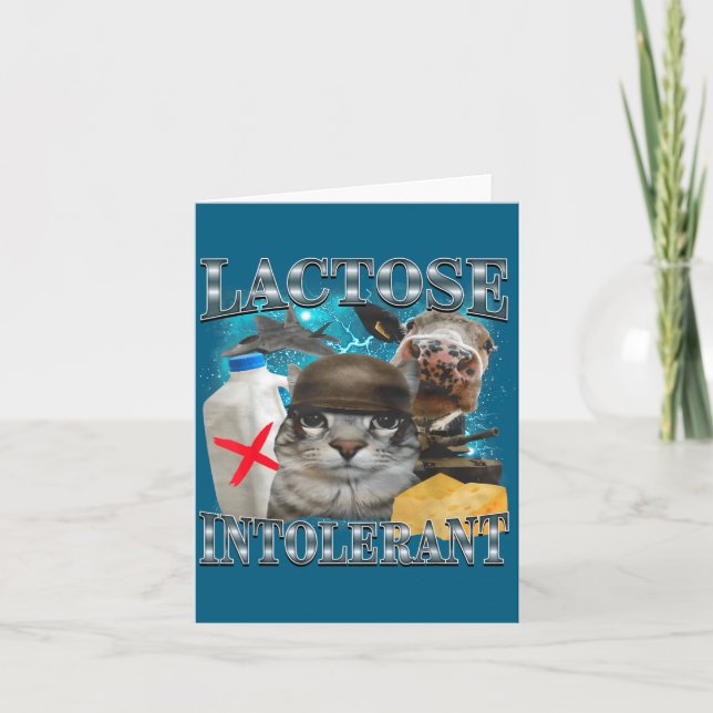 Carte Chat Silly Intolérant au Lactose Citation Drôle Mè (Devant)