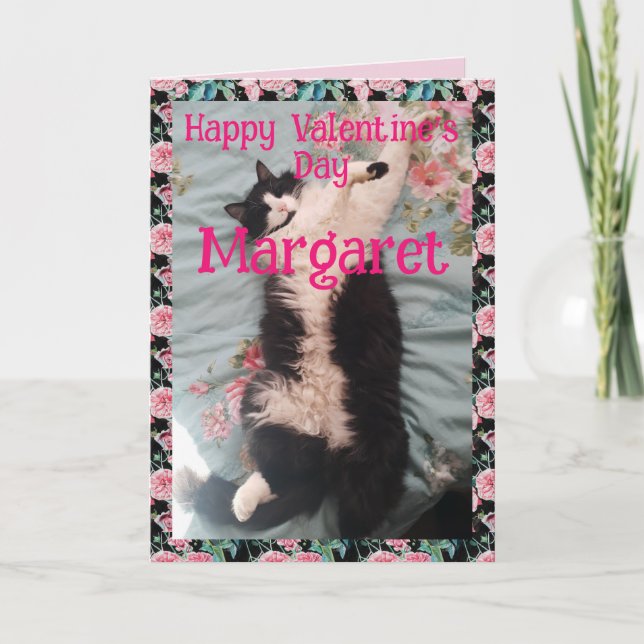 Carte Chat Smoking Cute Drôle Saint-Valentin Danse Joyeu (Devant)