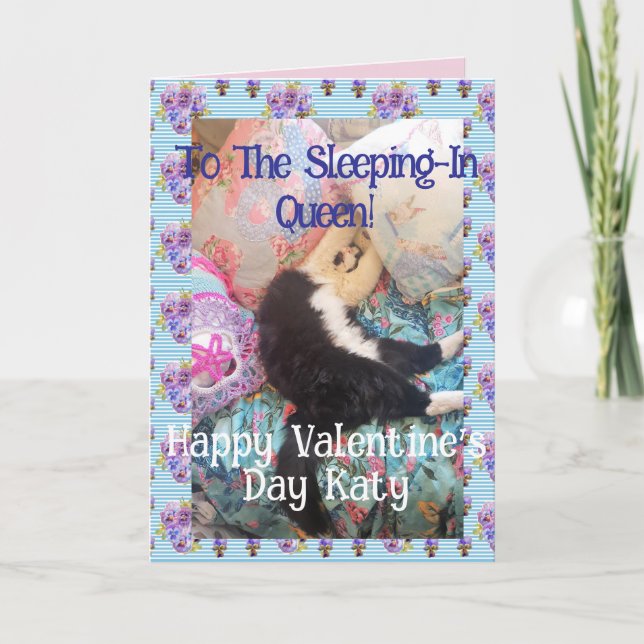 Carte Chat Smoking Fun Saint-Valentin Dort En Reine (Devant)