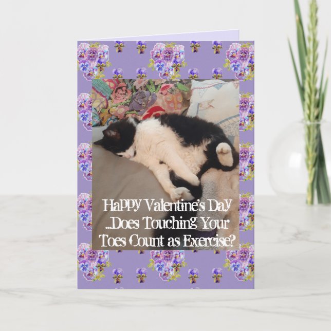 Carte Chat Smoking Fun Touchant Les Orteils Saint-Valent (Devant)