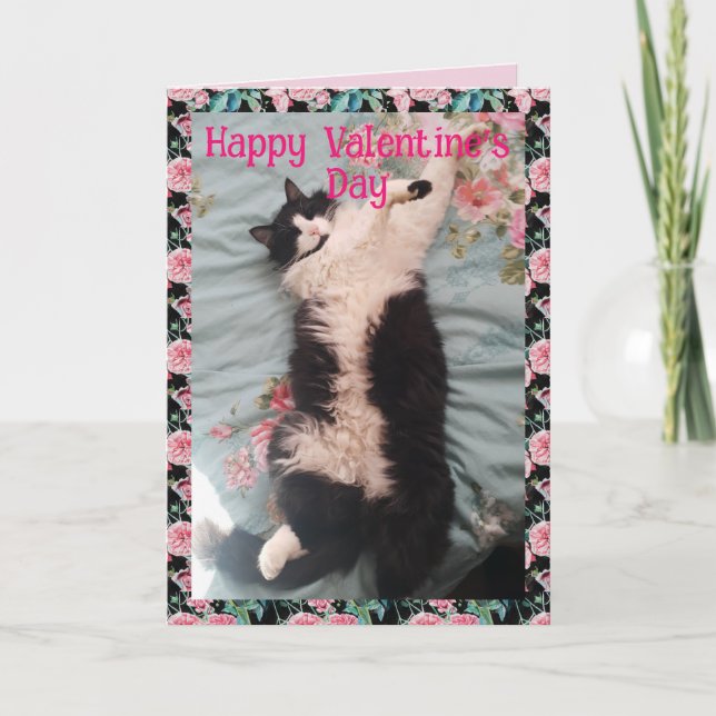 Carte Chat Smoking Mignon Drôle Saint-Valentin Danse Joy (Devant)