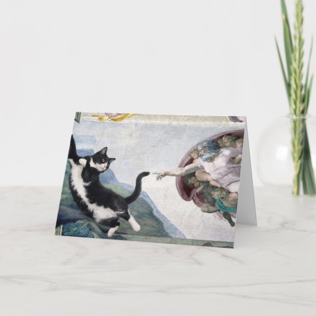 Carte Chat smoking Touchant la Patte Divine              (Devant)