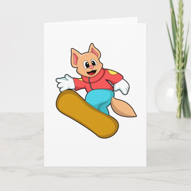Carte Chat Snowboard Sports (Devant)