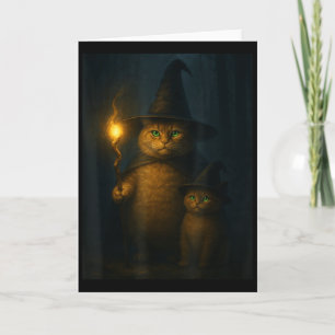 Carte Chat sorcier drôle et bizarre pour Halloween Meme
