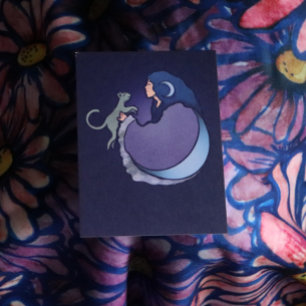 Carte Chat Sorcière Lune Déesse Wiccan Chat Personne