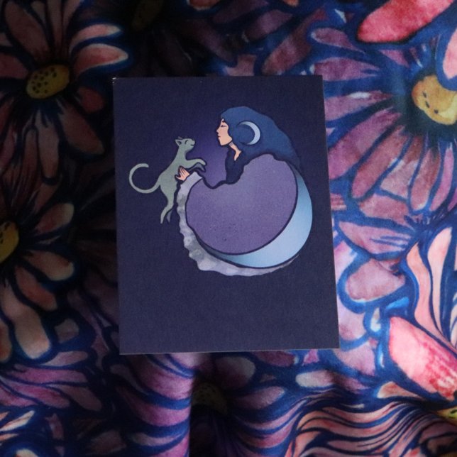 Carte Chat Sorcière Lune Déesse Wiccan Chat Personne (Créateur téléchargé)
