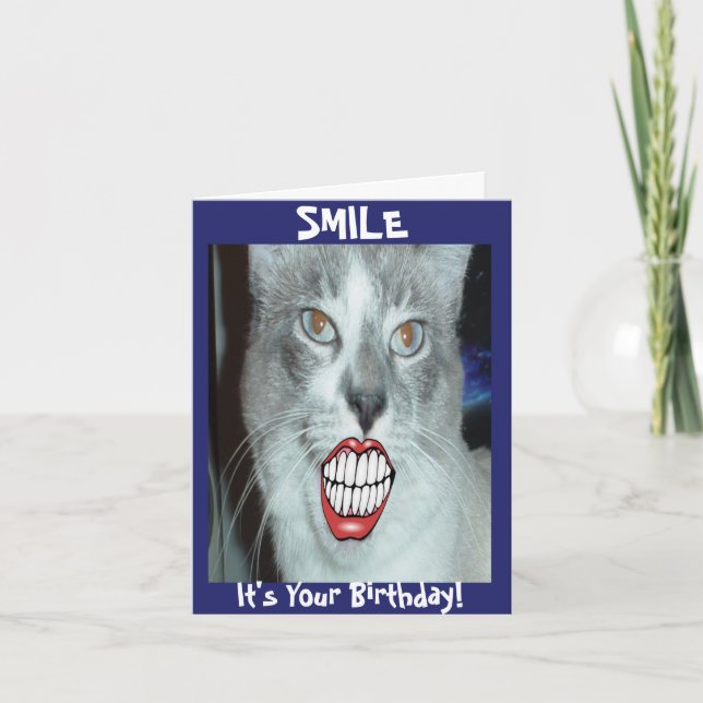 Carte Chat souriant Anniversaire (Devant)