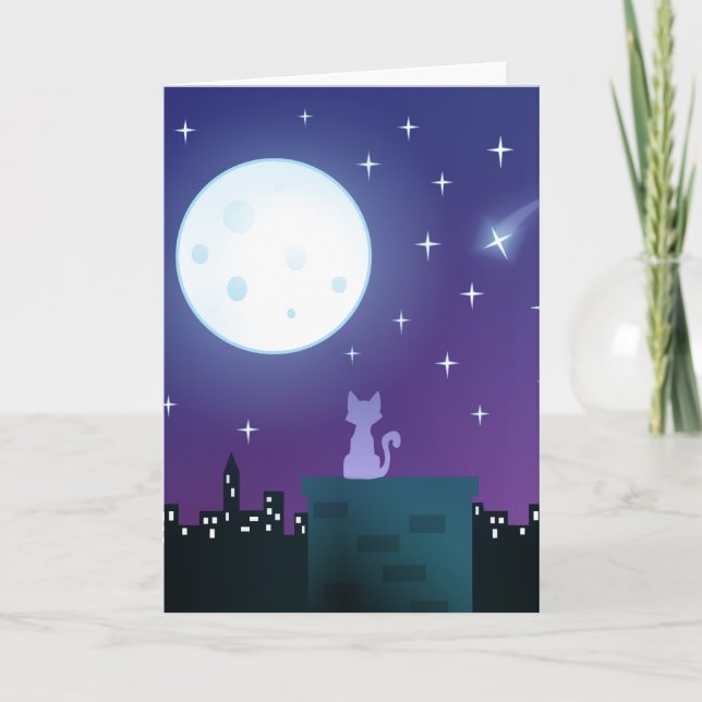 Carte Chat sous le clair de lune (Devant)