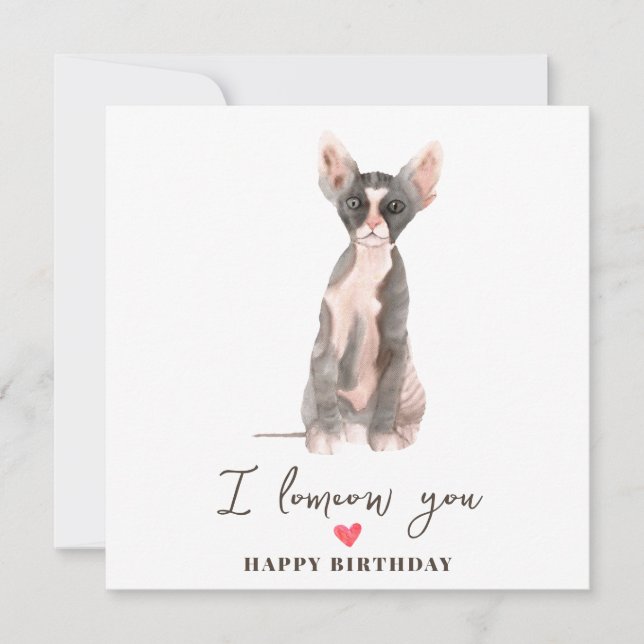 Carte Chat Sphynx Gris Rose Maman Chiot Animaux Fête (Devant)