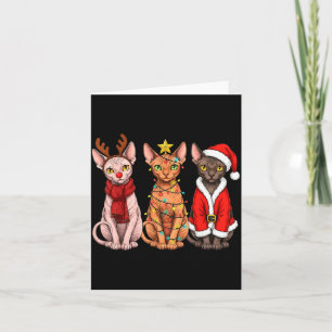 Carte Chat Sphynx Noël Rétro Père Noël Renne