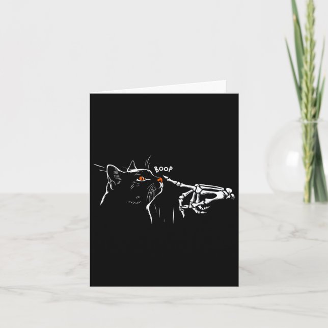 Carte Chat Squelette Halloween Poêle Femmes Animaux Femm (Devant)