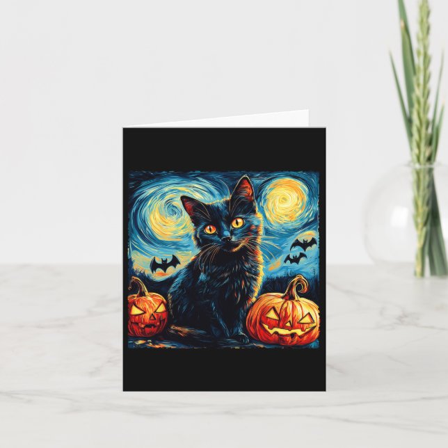 Carte Chat Starry Nuit Van Gogh Amoureux des chats Citro (Devant)