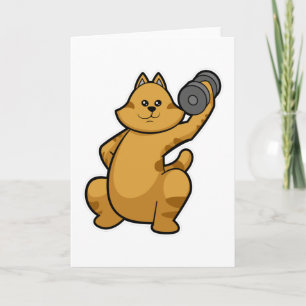 Carte Chat sur l'épaule s'entraînant avec haltère