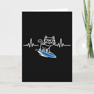 Carte Chat Surfant Drôle Surfeur Planche De Surf Surf 