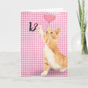 Carte chat tabby 13e anniversaire