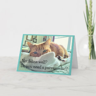 Carte Chat Tabby Orange avec Get Well Wings