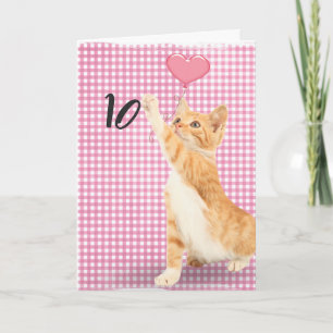 Carte chat tabby pour 10 ans