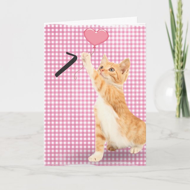 Carte chat tabby pour un 7ème anniversaire (Devant)