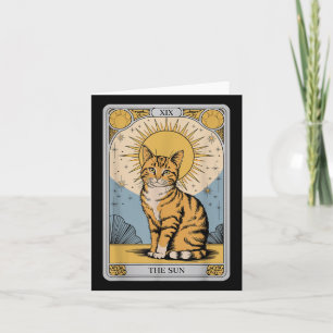 Carte Chat Tarot Soleil - Tabby Orange Mystique Avec Pos