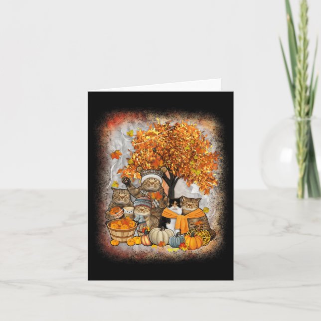 Carte Chat Thanksgiving Citrouille Automne Halloween Cha (Devant)