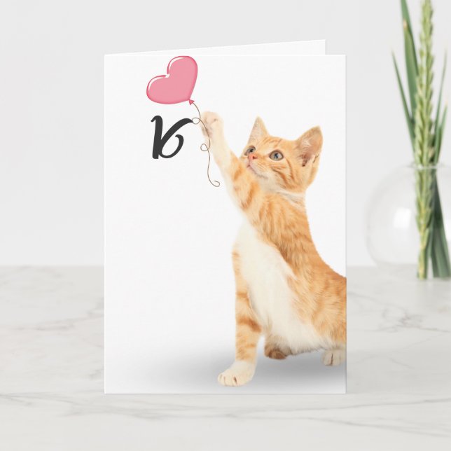 Carte chat tigré 16 ans (Devant)