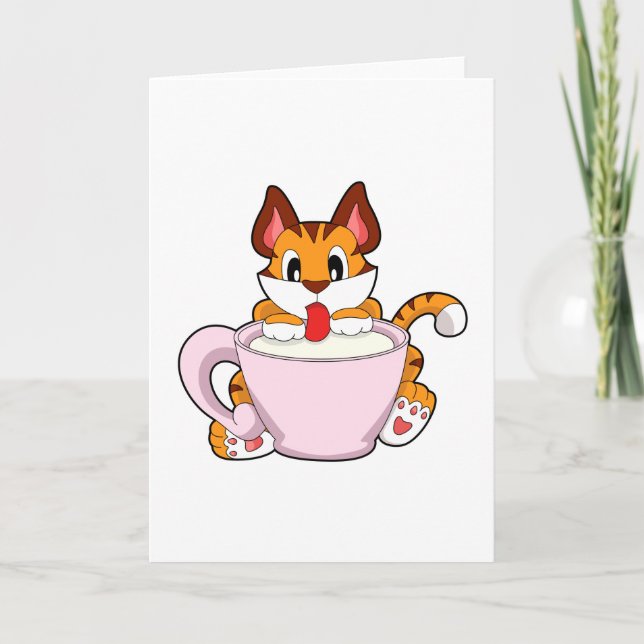 Carte Chat tigre avec tasse de lait.PNG (Devant)