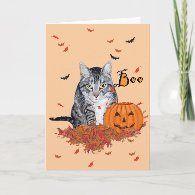 Carte Chat tigré Halloween (Devant)