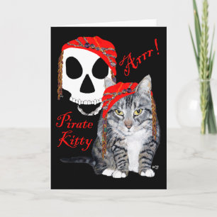 Carte Chat tigré Halloween Pirate