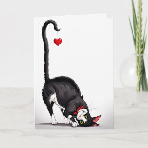 Carte Chat Tuxedo Anniversaire Avec Coeur Dangereux