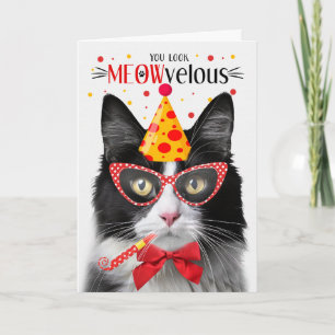 Carte Chat Tuxedo noir et blanc MEOWvelous Anniversaire