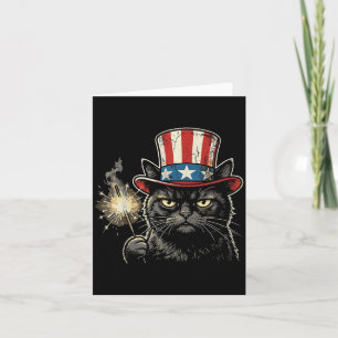 Carte Chat USA 4 juillet Hommes Femmes Enfants Drôle Pat