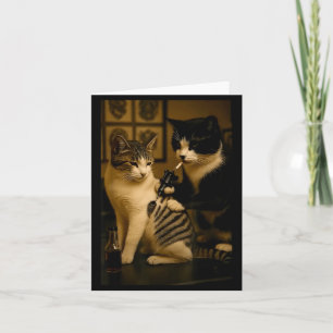 Carte Chat vintage fumant tatouage encre chat artiste dr
