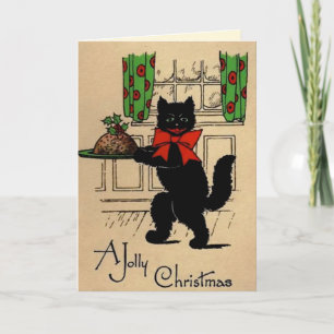 Carte Chat vintage Jolly Christmas