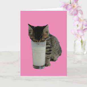 Carte Chat volant du lait d'un verre