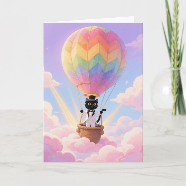 Carte Chat volant un ballon (Devant)