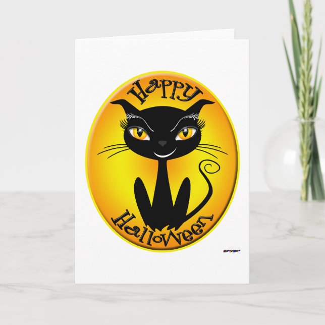 Carte Chat Whimsical Halloween Happy (Devant)