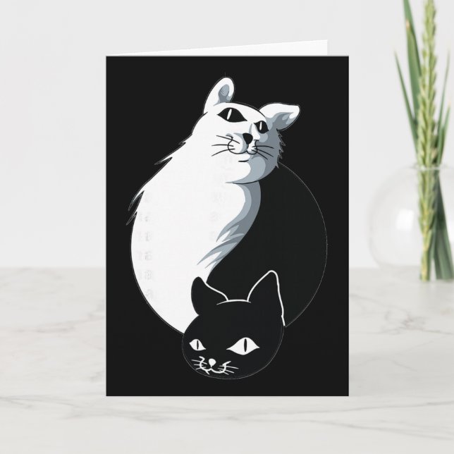 Carte Chat Yoga Ying Yang (Devant)