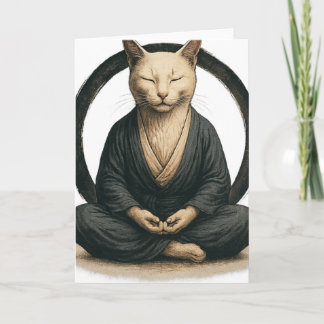 Carte Chat zen en méditation – Art de yoga mindful Enso