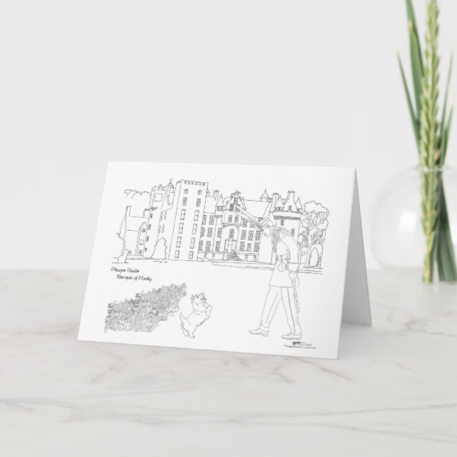 Carte Château d'Aboyne Archer et Chien Scottie (Devant)